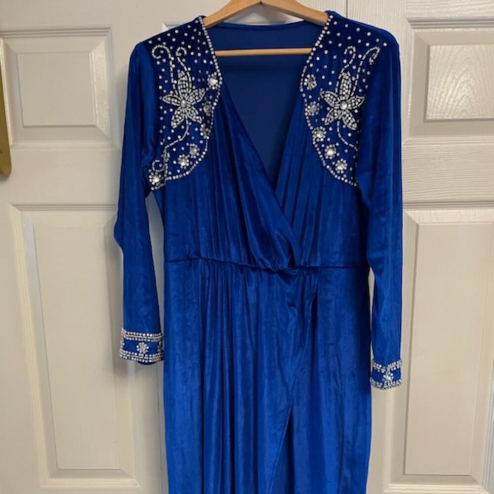American Dresses Royal Blue Beaded Dress